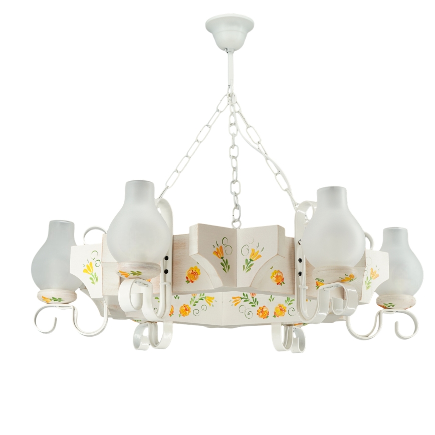 Brilagi - Lustre suspenso em corrente QUEEN 6xE14/40W/230V faia/creme