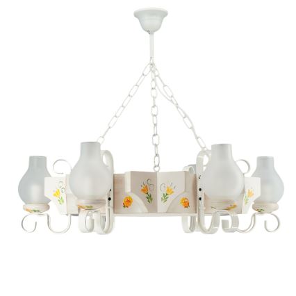 Brilagi - Lustre suspenso em corrente QUEEN 6xE14/40W/230V faia/creme