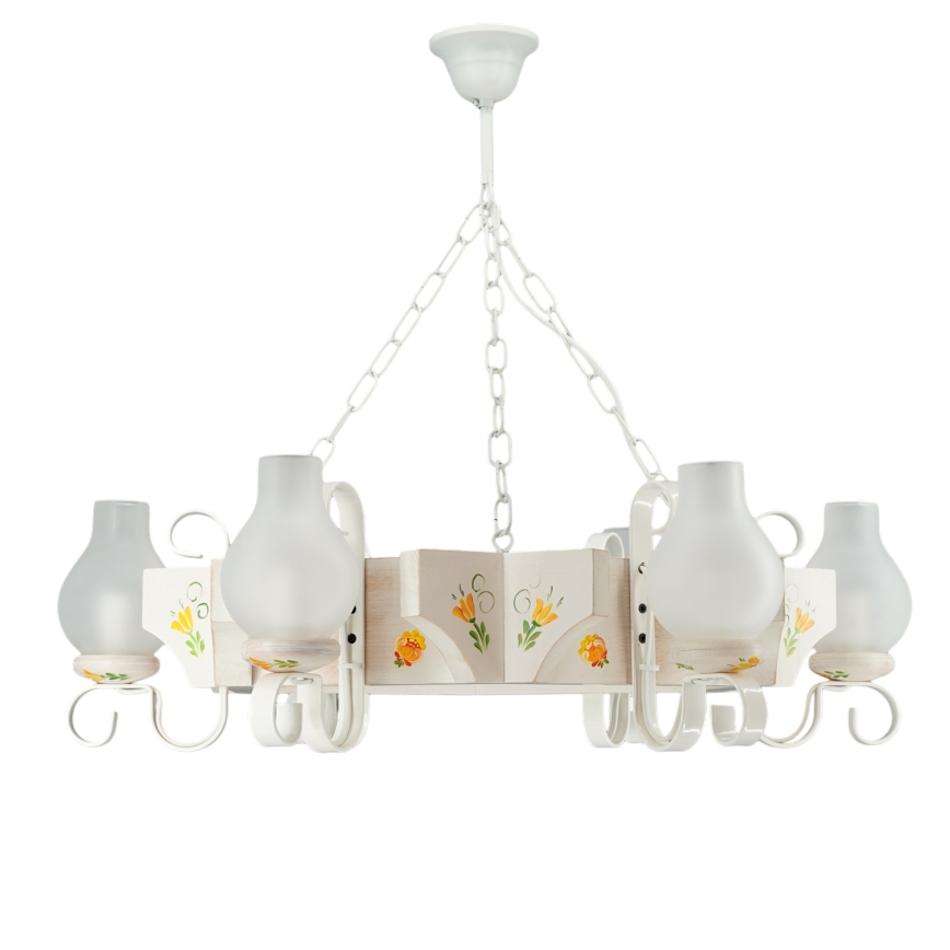 Brilagi - Lustre suspenso em corrente QUEEN 6xE14/40W/230V faia/creme