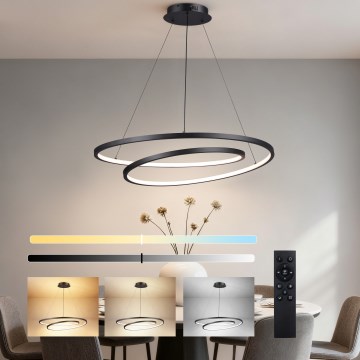 Brilagi - Lustre suspenso LED dimerizável com cabo TWISTER LED/105W/230V 3000-6000K Ø 100 cm preto + controlo remoto