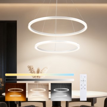 Brilagi - Lustre suspenso LED regulável em cabo PORTOFINO LED/98W/230V 3000-6000K Ø 80 cm branco + controlo remoto