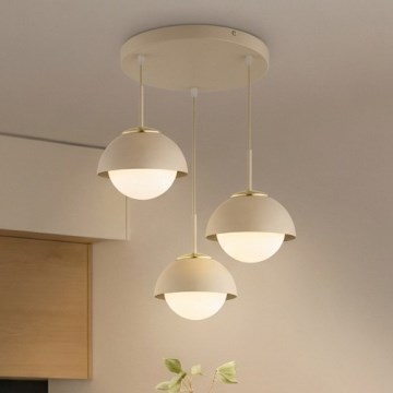Brilagi - Lustre suspenso por cabo 3xE27/60W/230V bege/dourado