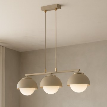 Brilagi - Lustre suspenso por cabo 3xE27/60W/230V bege/dourado