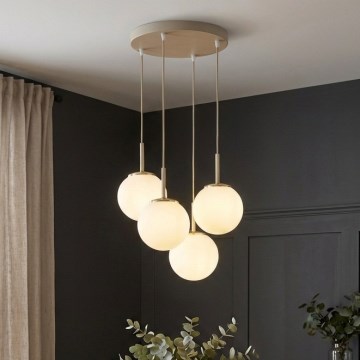 Brilagi - Lustre suspenso por cabo 4xE27/60W/230V bege/dourado