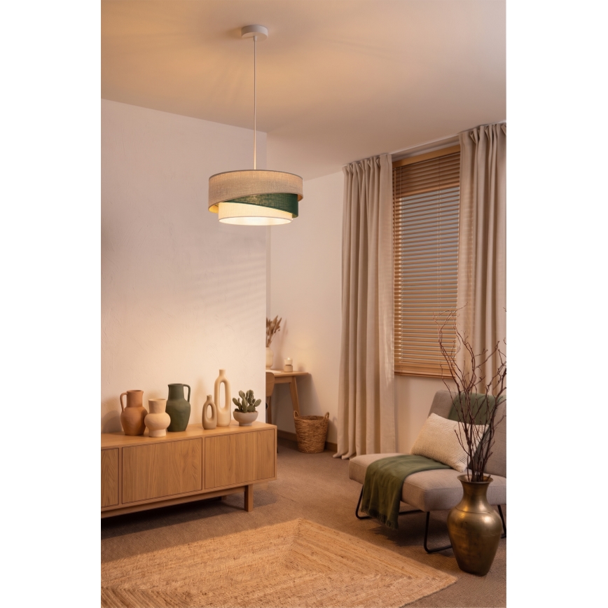 Brilagi - Lustre suspenso por cabo ARROW 1xE27/60W/230V Ø 45 cm bege/verde/branco
