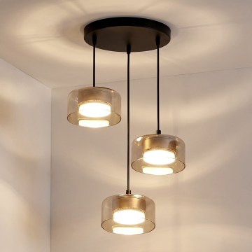 Brilagi - Lustre suspenso por cabo AURA LUX 3xGX53/30W/230V preto/dourado