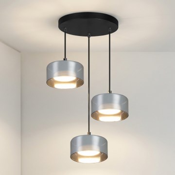 Brilagi - Lustre suspenso por cabo AURA LUX 3xGX53/30W/230V preto/fumê