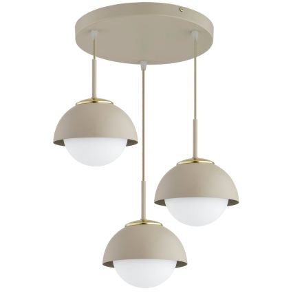 Brilagi - Lustre suspenso por cabo COSMO 3xE27/60W/230V bege/dourado