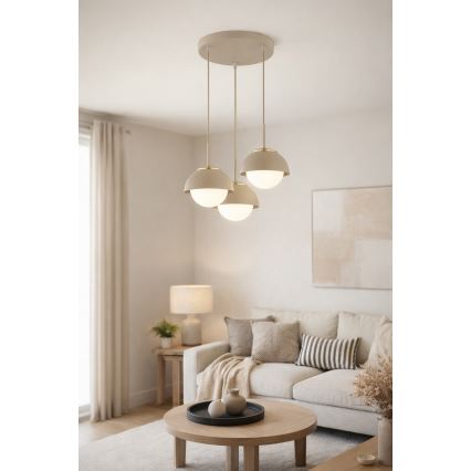 Brilagi - Lustre suspenso por cabo COSMO 3xE27/60W/230V bege/dourado