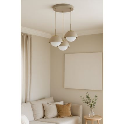Brilagi - Lustre suspenso por cabo COSMO 3xE27/60W/230V bege/dourado