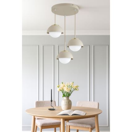 Brilagi - Lustre suspenso por cabo COSMO 3xE27/60W/230V bege/dourado
