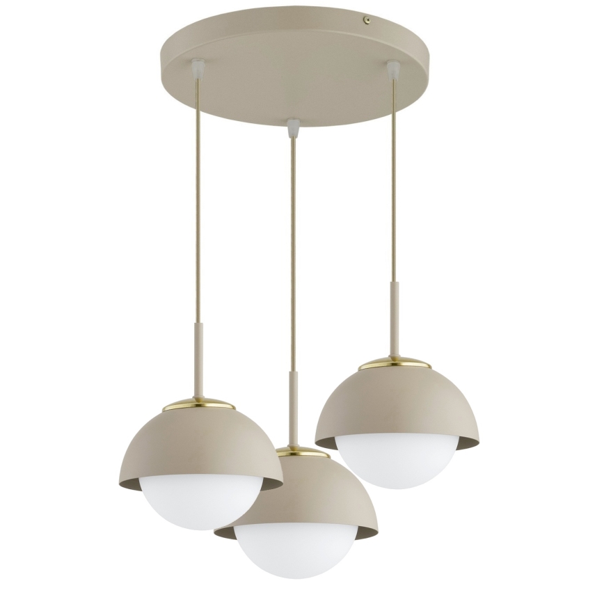 Brilagi - Lustre suspenso por cabo COSMO 3xE27/60W/230V bege/dourado