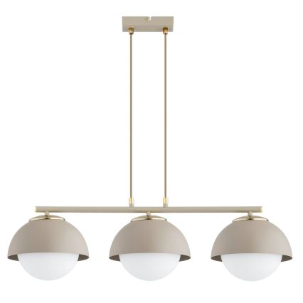 Brilagi - Lustre suspenso por cabo COSMO 3xE27/60W/230V bege/dourado
