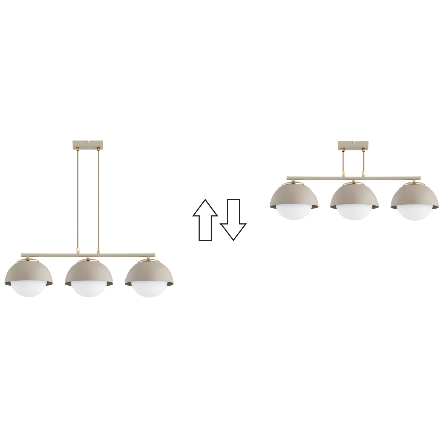 Brilagi - Lustre suspenso por cabo COSMO 3xE27/60W/230V bege/dourado