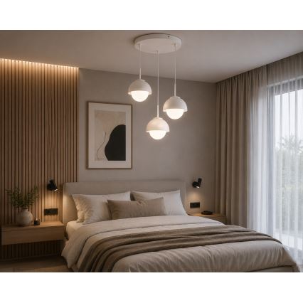 BRILAGI - Lustre suspenso por cabo COSMO 3xE27/60W/230V branco/dourado
