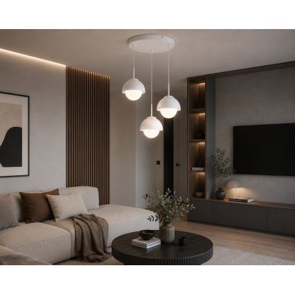 BRILAGI - Lustre suspenso por cabo COSMO 3xE27/60W/230V branco/dourado