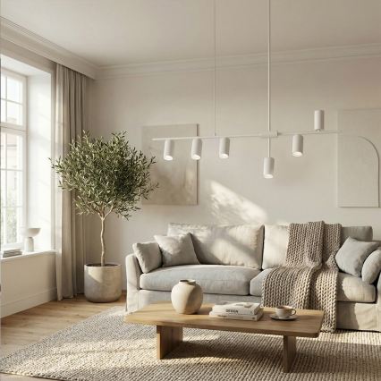 Brilagi - Lustre suspenso por cabo CRANE 6xGU10/30W/230V branco