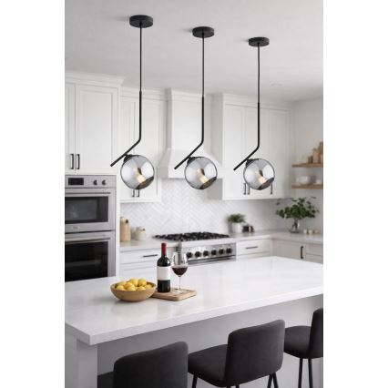 Brilagi - Lustre suspenso por cabo DIOR 1xE27/60W/230V preto/cinzento fumado