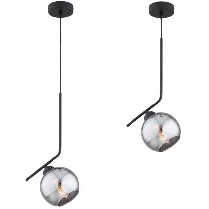 Brilagi - Lustre suspenso por cabo DIOR 1xE27/60W/230V preto/cinzento fumado