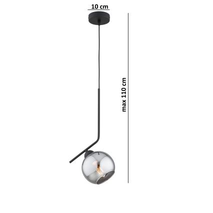 Brilagi - Lustre suspenso por cabo DIOR 1xE27/60W/230V preto/cinzento fumado