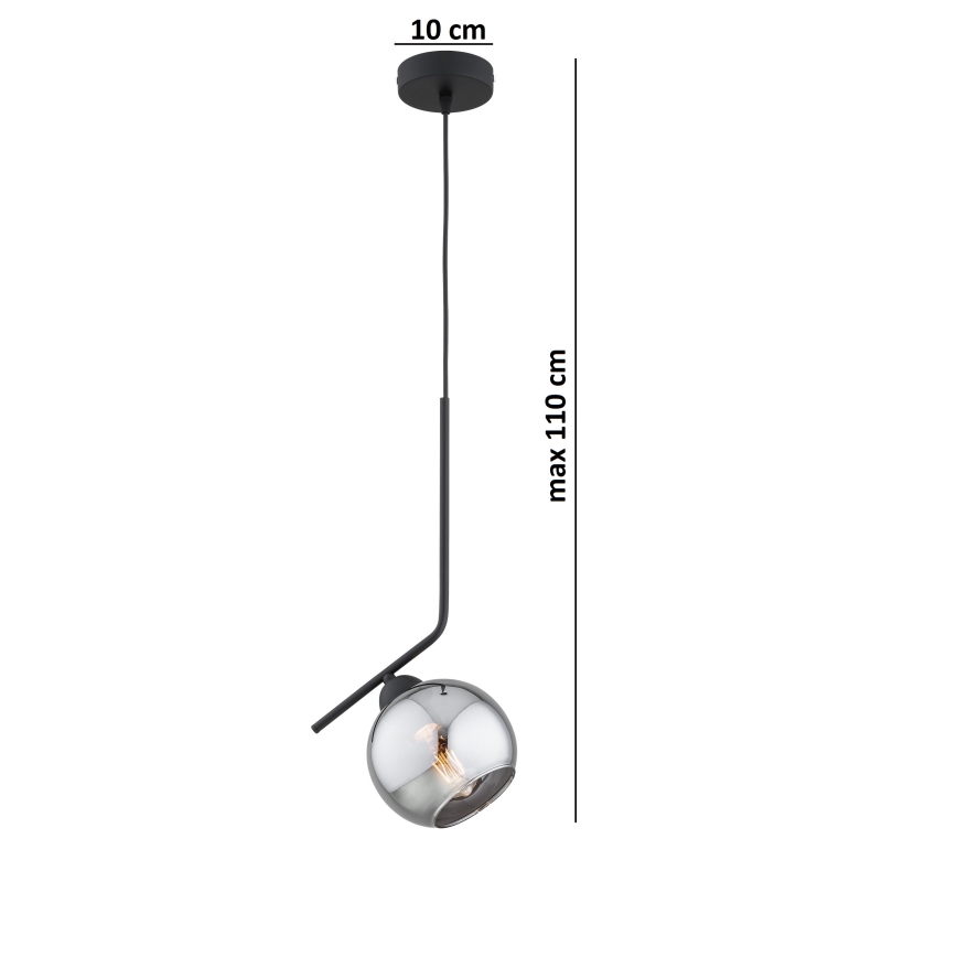 Brilagi - Lustre suspenso por cabo DIOR 1xE27/60W/230V preto/cinzento fumado