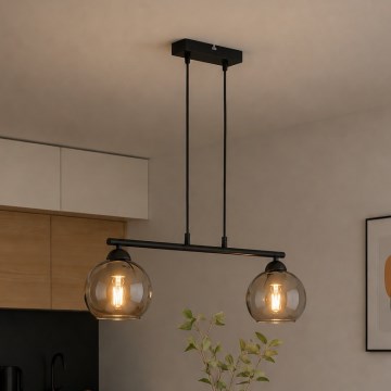 Brilagi - Lustre suspenso por cabo DIOR 2xE27/60W/230V preto/cinzento fumê