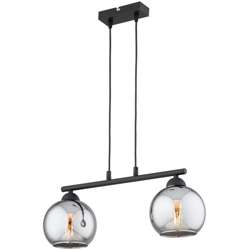 Brilagi - Lustre suspenso por cabo DIOR 2xE27/60W/230V preto/cinzento fumê