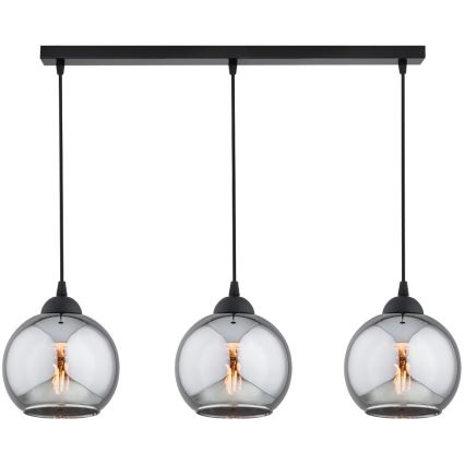 Brilagi - Lustre suspenso por cabo DIOR 3xE27/60W/230V preto/cinzento fumê