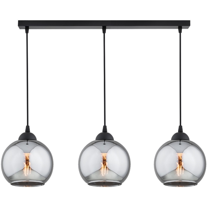 Brilagi - Lustre suspenso por cabo DIOR 3xE27/60W/230V preto/cinzento fumê