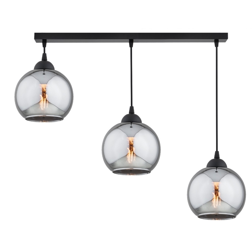 Brilagi - Lustre suspenso por cabo DIOR 3xE27/60W/230V preto/cinzento fumê