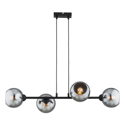 Brilagi - Lustre suspenso por cabo DIOR 4xE27/60W/230V preto/cinzento fumado