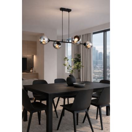 Brilagi - Lustre suspenso por cabo DIOR 4xE27/60W/230V preto/cinzento fumado