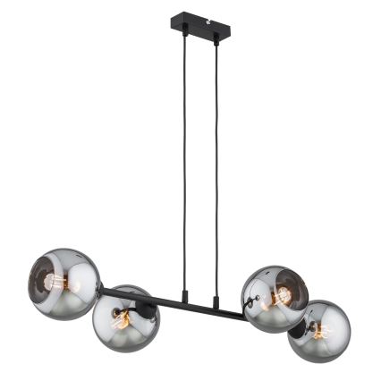 Brilagi - Lustre suspenso por cabo DIOR 4xE27/60W/230V preto/cinzento fumado
