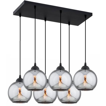 BRILAGI - Lustre suspenso por cabo DIOR 6xE27/60W/230V preto/cinzento fumado
