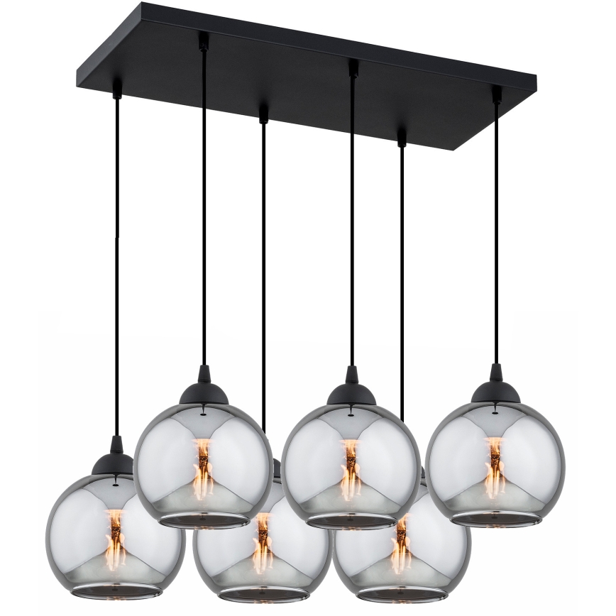 BRILAGI - Lustre suspenso por cabo DIOR 6xE27/60W/230V preto/cinzento fumado