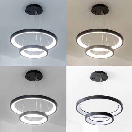 Brilagi - Lustre LED regulável suspenso por cabo FALCON SLIM LED/68W/230V 3000-6500K Ø 50 cm preto + controlo remoto