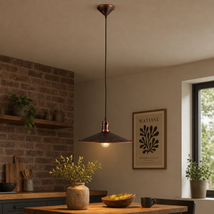 BRILAGI - Lustre suspenso por cabo FORGE 1xE27/60W/230V Ø 36 cm patinado/cobre