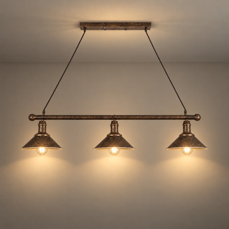 BRILAGI - Lustre suspenso por cabo FORGE 3xE27/60W/230V cobre/pátina