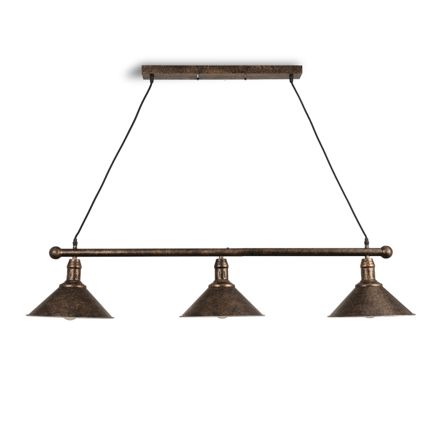 BRILAGI - Lustre suspenso por cabo FORGE 3xE27/60W/230V cobre/pátina