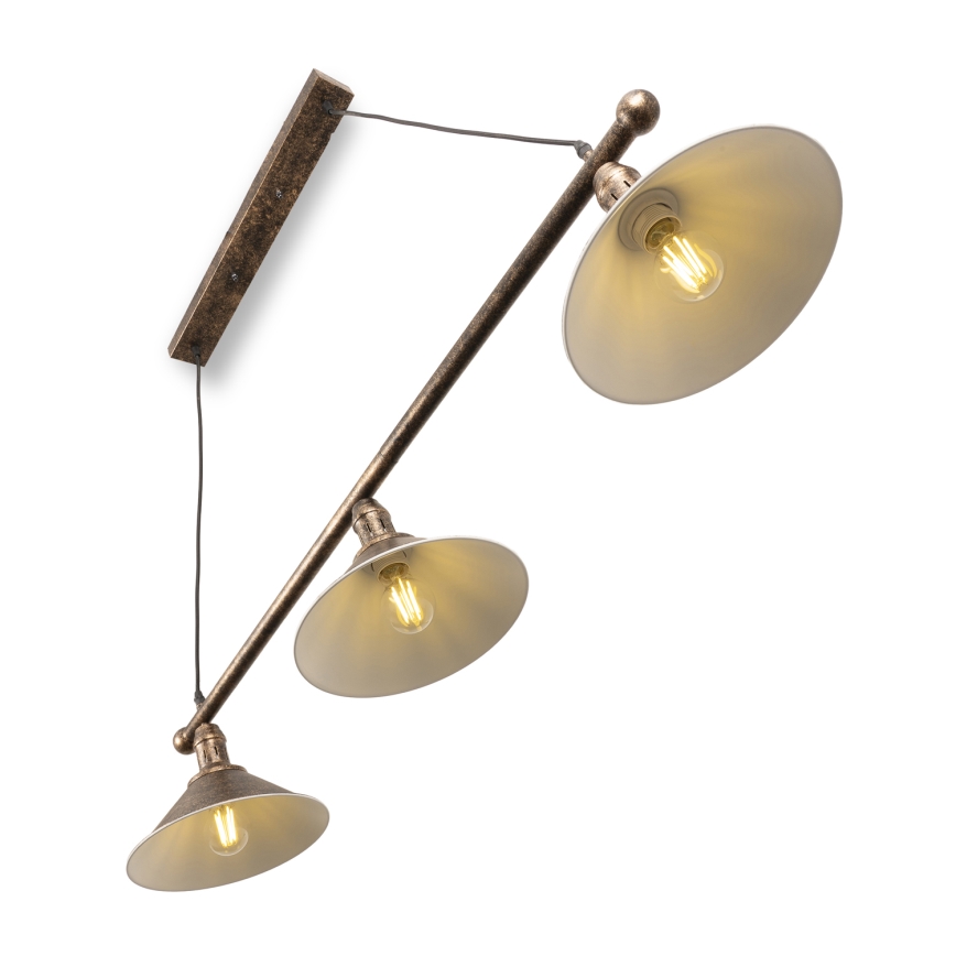 BRILAGI - Lustre suspenso por cabo FORGE 3xE27/60W/230V cobre/pátina