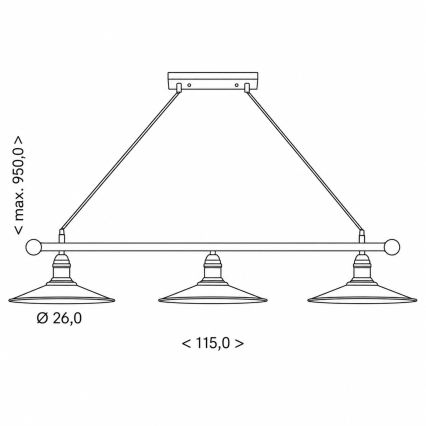 BRILAGI - Lustre suspenso por cabo FORGE 3xE27/60W/230V cobre/pátina