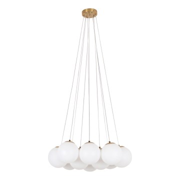 Brilagi - Lustre suspenso por cabo GLOBE 10xE14/15W/230V branco