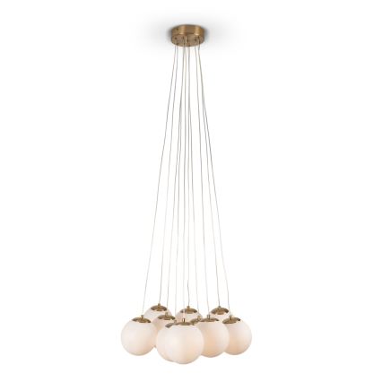 Brilagi - Lustre suspenso por cabo GLOBE 10xE14/15W/230V branco