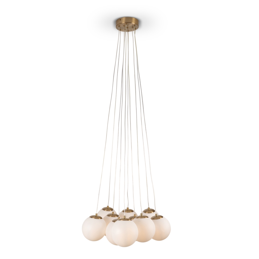 Brilagi - Lustre suspenso por cabo GLOBE 10xE14/15W/230V branco