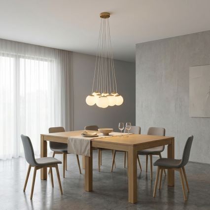 Brilagi - Lustre suspenso por cabo GLOBE 10xE14/15W/230V branco