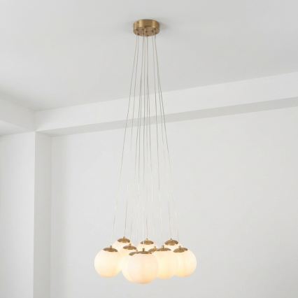Brilagi - Lustre suspenso por cabo GLOBE 10xE14/15W/230V branco