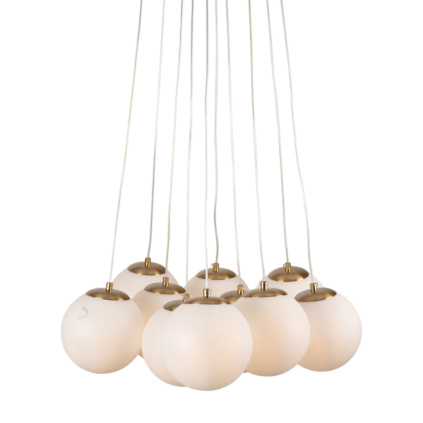 Brilagi - Lustre suspenso por cabo GLOBE 10xE14/15W/230V branco