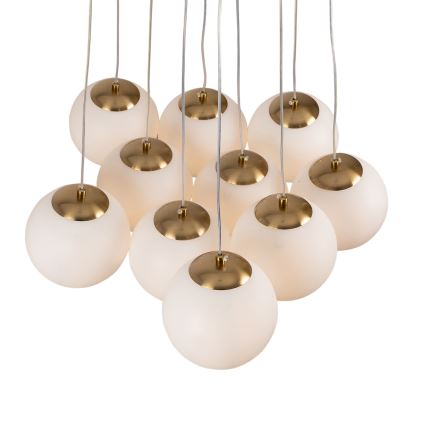 Brilagi - Lustre suspenso por cabo GLOBE 10xE14/15W/230V branco