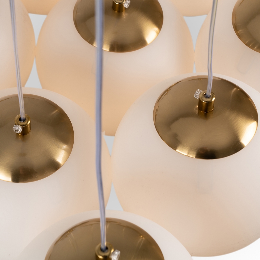 Brilagi - Lustre suspenso por cabo GLOBE 10xE14/15W/230V branco