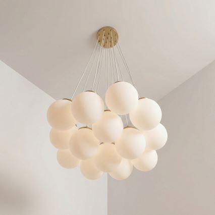 Brilagi - Lustre suspenso por cabo GLOBE 15xE14/15W/230V branco